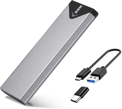 SSK Aluminum USB 3.2 Gen 1 to M.2 SATA NGFF SSD Enclosure Adapter - Image 1 of 4
