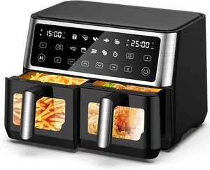 10L Dual Air Fryer, 2 Antihaft-Schubladen mit sichtbarem Fenster, 10-in-1 Kochen Sync - Bild 1 von 7