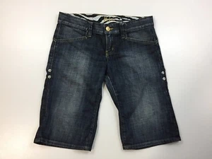 MARCIANO Dark Wash Zebra Print Lining Convertible Cuff Denim Shorts Womens sz 28 - Picture 1 of 9