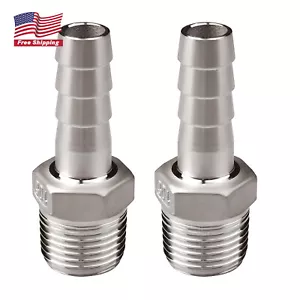3/4" Hose Barb to 3/4" Male NPT Pipe Fitting Brew Connector Water Fuel Air 2PCS - Picture 1 of 6