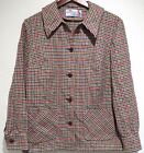 vtg Pendleton Knockabouts CHECK PLAID Wool Jacket size 14 White Navy Red 60s/70s