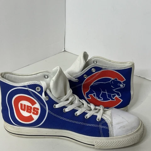 Chicago Cubs MLB Logo High Tops Men’s Shoes Size 10 EU 38 White Blue Red Lace Up Cover