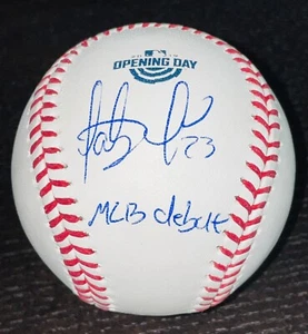 Fernando Tatis Jr. signed “MLB Debut” 2019 Opening Day logo baseball JSA & USASM - Picture 1 of 4