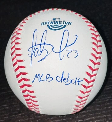 Fernando Tatis Jr. signed “MLB Debut” 2019 Opening Day logo baseball JSA & USASM - Image 1 of 4