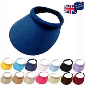 New Sun Visor Cap Adjustable Sport Travel Headband Sun Cover Wide Brim Women Hat - Picture 1 of 20