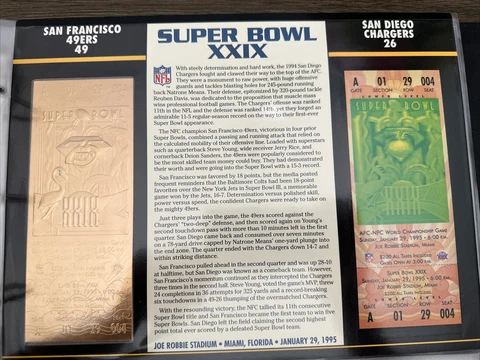 NFL Gold Super Bowl Ticket Willabee Ward 22KT #29 SF 49ers Vs. Chargers Cover