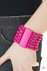 Paparazzi Bracelet - Don't Stop Belize-ing Wood Wooden Stretchy Hot Pink 
