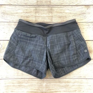 Lululemon Women's Gray Plaid Speed Up Zip Pocket Lined Running Shorts Size 6 - Picture 1 of 7