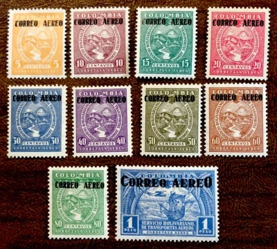 Colombia Stamp C83-C92 Airmail Stamps Mint Hinged - Image 1 of 2