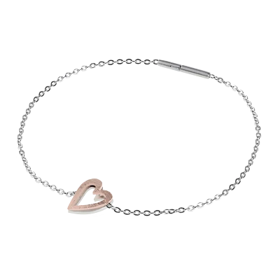 Ernstes Design Armband mit Herz vergoldet aus Edelstahl A588 Reif - Bild 1 von 3