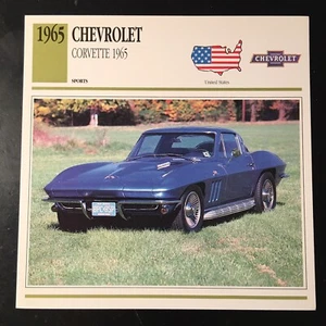 Chevrolet Corvette 1965 Spec Sheet Info Card - Imagen 1 de 2