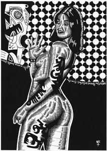 a4 inking, nude art , woman , hand drawn on art paper, beauty, body - Picture 1 of 1