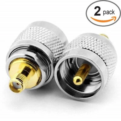 Set of 2 PL-259 UHF Male Plug to SMA Female Jack RF Adapter Connector USA - Image 1 of 4