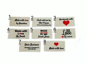 Personalised Custom Sew In Handmade Craft Labels Tags Clothing Fabric In Cream - Picture 1 of 1