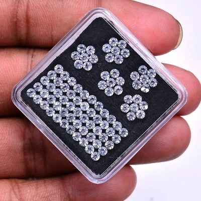 Lote de 88 piedras preciosas sueltas calibradas corte redondo topacio blanco natural VVS 2,50 mm Foto 1 de 4