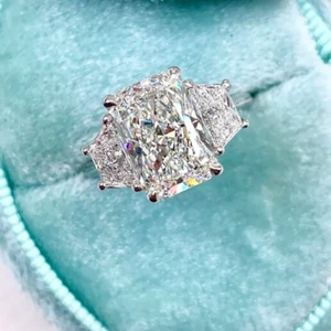 Platinum 950 Womens Ring 2.5.00 Ct Radiant Cut IGI Lab Grown Diamond Wedding 7 - Picture 1 of 13