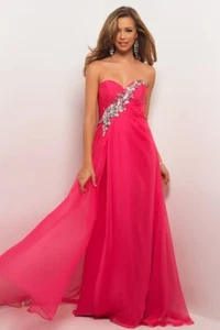 New pink fushcia hot Blush Prom Dress Formal Gown Sz 2 - Picture 1 of 8