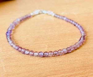 Purple Amethyst 5-6MM Smooth Round Gemstone Beads Women Beautiful Bracelet 6-8" - Picture 1 of 12