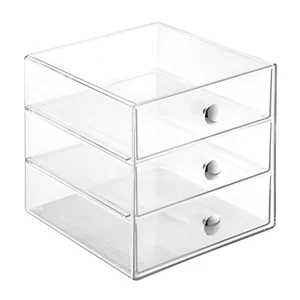 iDesign Organizer Vanità Trasparente 3 Cassetti - Porta Trucchi, Bagno o Scrivania - Foto 1 di 12