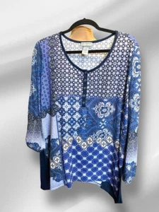 Top multicolore blu con accento strass e maniche lunghe più 2x Catherines 22/24 - Foto 1 di 4
