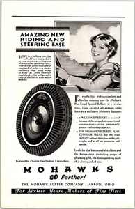 PRINT AD 1929 Mohawks Go Farther Tires Bradshaw Crandell Art 6.75 x 10 - Imagen 1 de 3