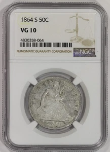 1864-S 50c Silver Liberty Seated Half Dollar NGC VG10 Civil War Date - Picture 1 of 4