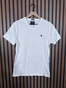 Abercrombie & Fitch T Shirt Medium Mens White Short Sleeve Basic V Neck Tee - Picture 1 of 9