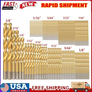 99PCS Drill Bit Set 1/16"-3/8" HSS Titanium Multi Drill Bits Twist Metal Tools - Picture 1 of 11
