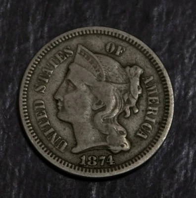 1874 Three Cent Nickel Choice  VF   Lot 3673 - Image 1 of 2