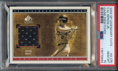 2002 SP Legendary Cuts Game Swatch Cal Ripken Jr. PSA 10 Pop 3 HOF Orioles 0694 - Image 1 of 2