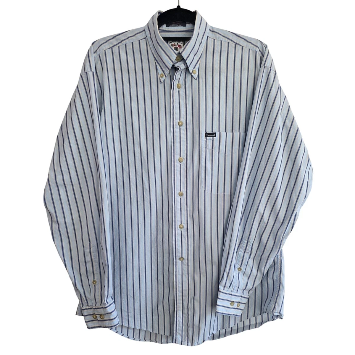Men's Cotton Striped Dress Shirt - Button Down Long Sleeve Business Casual Shirt With Pockets