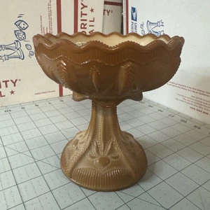 Antique EAPG Greentown Milk Chocolate Slag Cactus Pattern 5.5” Compote Bowl - Picture 1 of 7