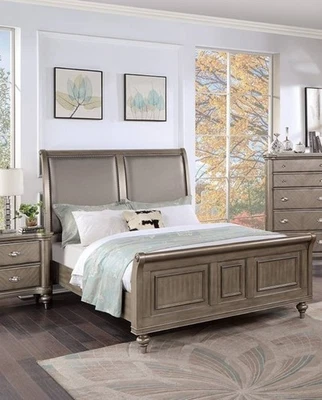 卧室家具黑色储物床1件大号床人造皮革软垫 — 第 1/4 张图片