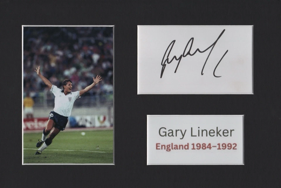 Gary Lineker Hand Signed Mount A4 Autograph Inc COA England - Image 1 of 1