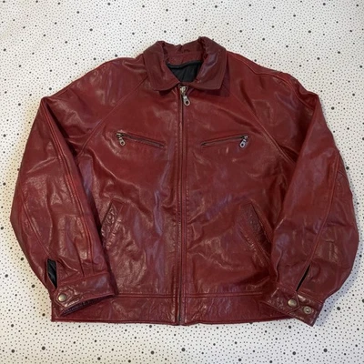 Chaqueta de Cuero Vintage M Julian Wilson’s Para Hombre L Rojo Cereza Moto Chaqueta de Cuero Foto 1 de 4