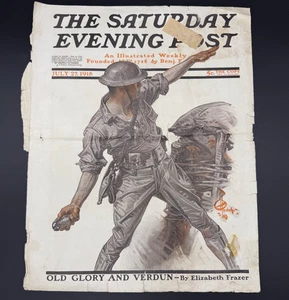 The Saturday Evening Post July 27 1918 Magazine COVER ONLY Old Glory and Verdun - Bild 1 von 7