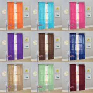 Decotex Juego de 2 Cortinas de Panel de Cortina de Tratamiento de Ventana Transparente de Voile Transparente - Imagen 1 de 28
