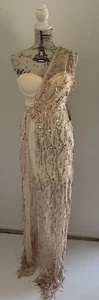 Lavro Women's Sequin Nude Long Cocktail/Evening Dress - Size 8 *New* RRP $350 - Picture 1 of 19
