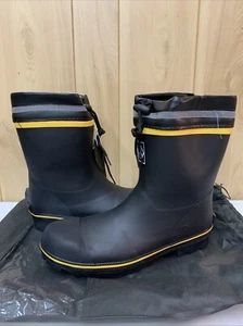 FitVille Men's High Top Steel Toe Steel Core Rain Boots Black Size 11 - Picture 1 of 10