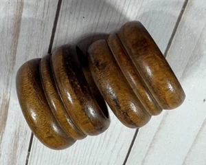 Vintage Mid Century Modern Wood Napkin Rings Set of 2 - Picture 1 of 3