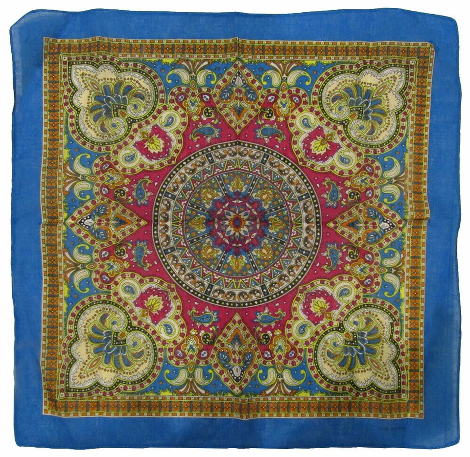 (2 Pack) 22"x22" Ornate Paisley Mosaic Multi Color Blue 100% Cotton Bandana - Image 1 of 1