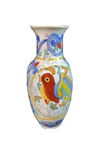 Chinese Vase WBI Bird of Paradise Motif Hand Painted 12" Tall Vase Mid Century  - Picture 1 of 12