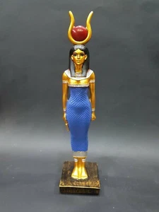 Increíble HATHOR EGIPCIO Color Azul Usando el sol y sosteniendo el ANKH - Imagen 1 de 2