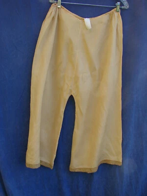 Vintage 30s Long Pettipant Slip Petticoat Rayon M Pants Peach Lace TLC - Image 1 of 4