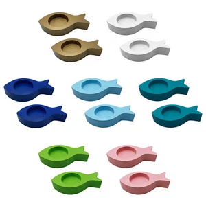 Teelichthalter Fisch 2er Set aus Holz Tisch Deko Taufe Kommunion Konfirmation - Bild 1 von 8