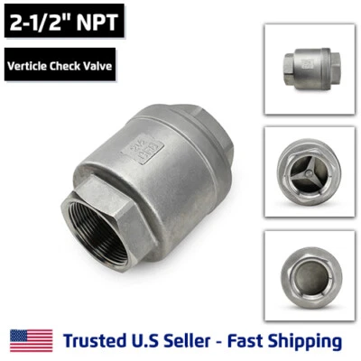 2-1/2" Vertical Check Valve, Stainless Steel, NPT Threaded, 1000PSI - Image 1 of 4
