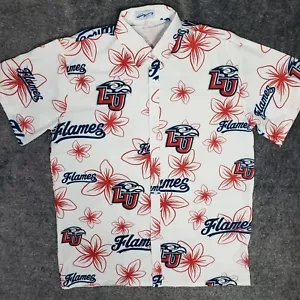 Liberty University Hawaiian Shirt Size L LU Flames Short Sleeve Button Down NCAA - Picture 1 of 10