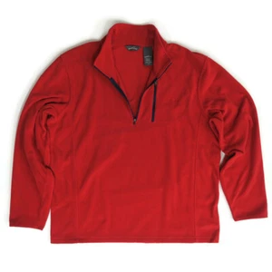Eddie Bauer Mens XL Fleece Pullover Sweater Quarter Zip Red 100% Polyester - Picture 1 of 11