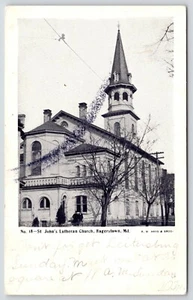 Hagerstown Maryland~Steeple Towers Above St John's Lutheran Church~1906 UDB PC - Picture 1 of 2