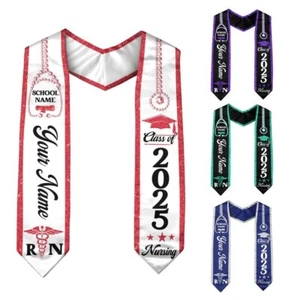 Personalized Graduation Stole, Nurse RN 2024 2025, Custom Name Grad Gift - Picture 1 of 8